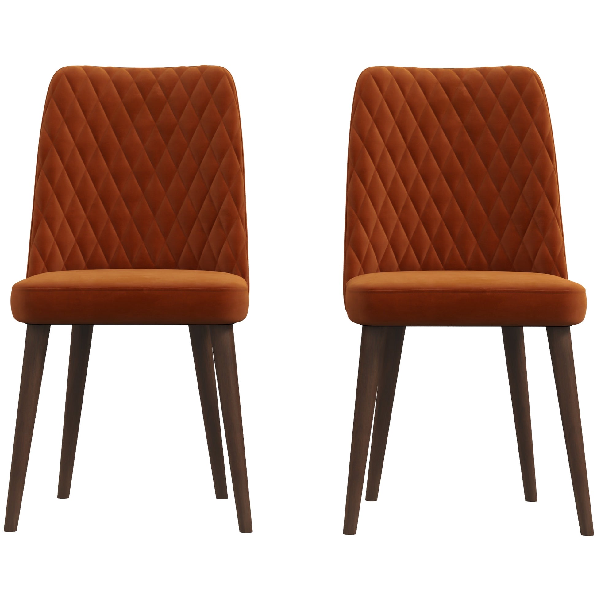 Katie Mid Century Modern Velvet Dining Chair Set Of 2 Orange Velvet