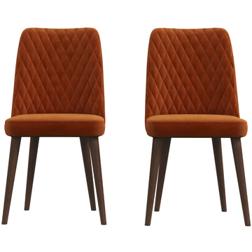 Katie Mid Century Modern Velvet Dining Chair Set Of 2 Orange Velvet