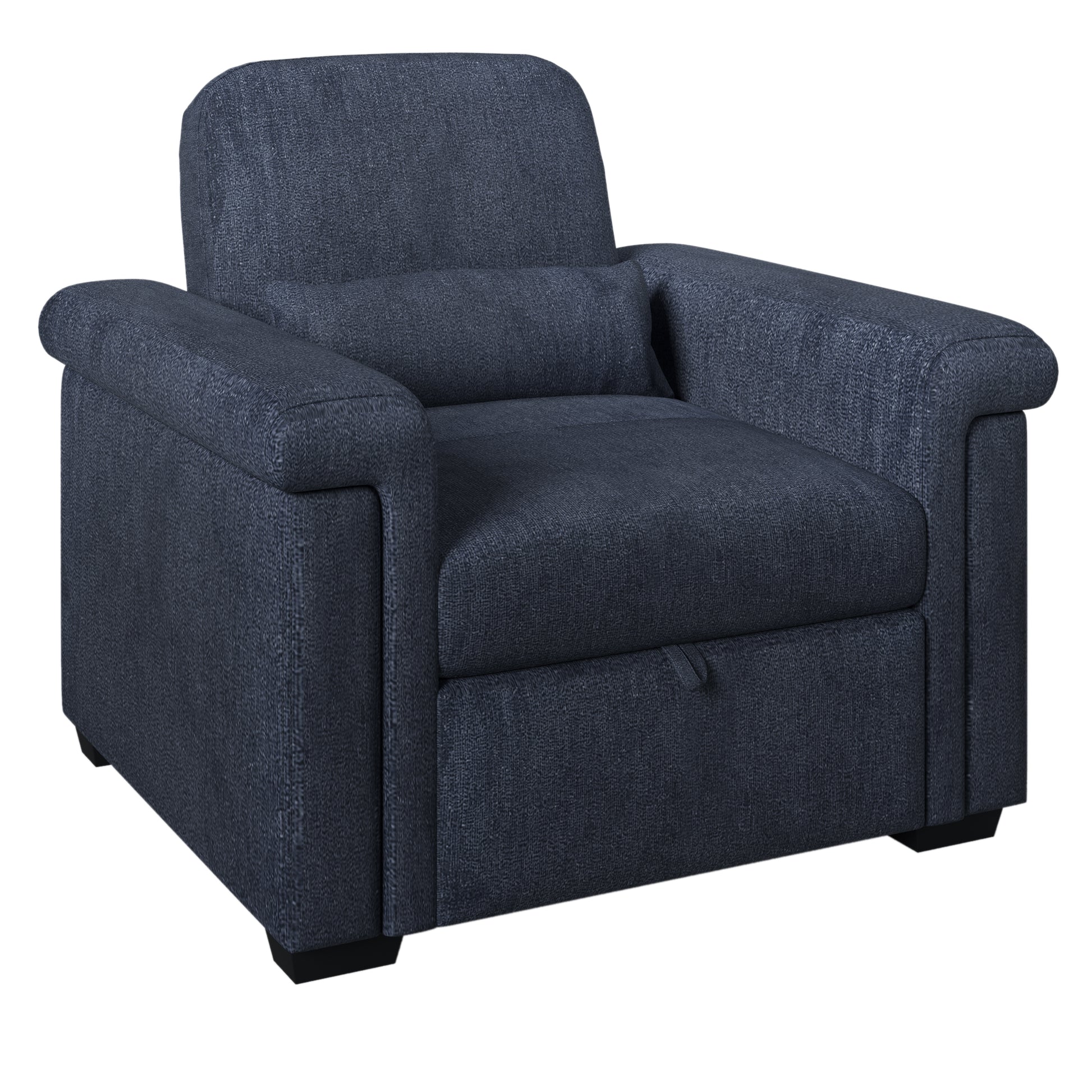 3 In 1 Convertible Sleeper Chair Sofa Bed Pull Out Couch Adjustable Chair With Pillow, Adjust Backrest Into A Sofa, Lounger Chair, Single Bed Or Living Room Or Apartment, Dark Blue Dark Blue Polyester