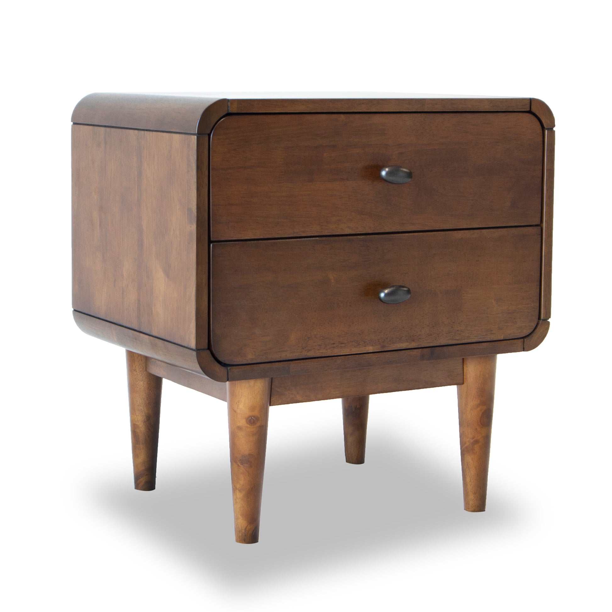 Alexa Mid Century Modern Style Night Stand Brown Velvet