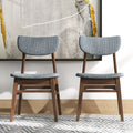 Eula Mid Century Modern Dark Grey Dining Chair Set Of 2 Grey Fabric