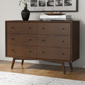 Caroline Mid Century Modern Solid Wood Dresser Brown Solid Wood