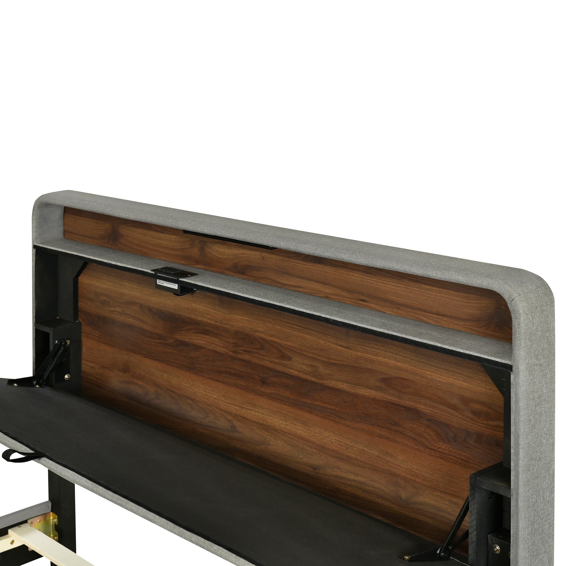 Queen Size Upholstered Platform Bed With Storage Headboard, Sensor Light And A Set Of Sockets And Usb Ports, Linen Fabric, Gray Gray Linen