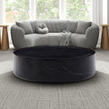 39.37'' Black Marble Round Coffee Table Sturdy Fiberglass Table For Living Room ,No Need Assembly. Black Fiberglass