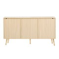 Modern Cabinet With 2 Doors And 3 Drawers, Suitable For Living Rooms, Studies, And Entrances. Natural Mdf