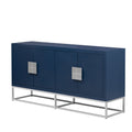 Light Luxury Designed Cabinet With Unique Support Legs And Adjustable Shelves, Suitable For Living Rooms, Corridors, And Study Rooms. Navy Blue Mdf