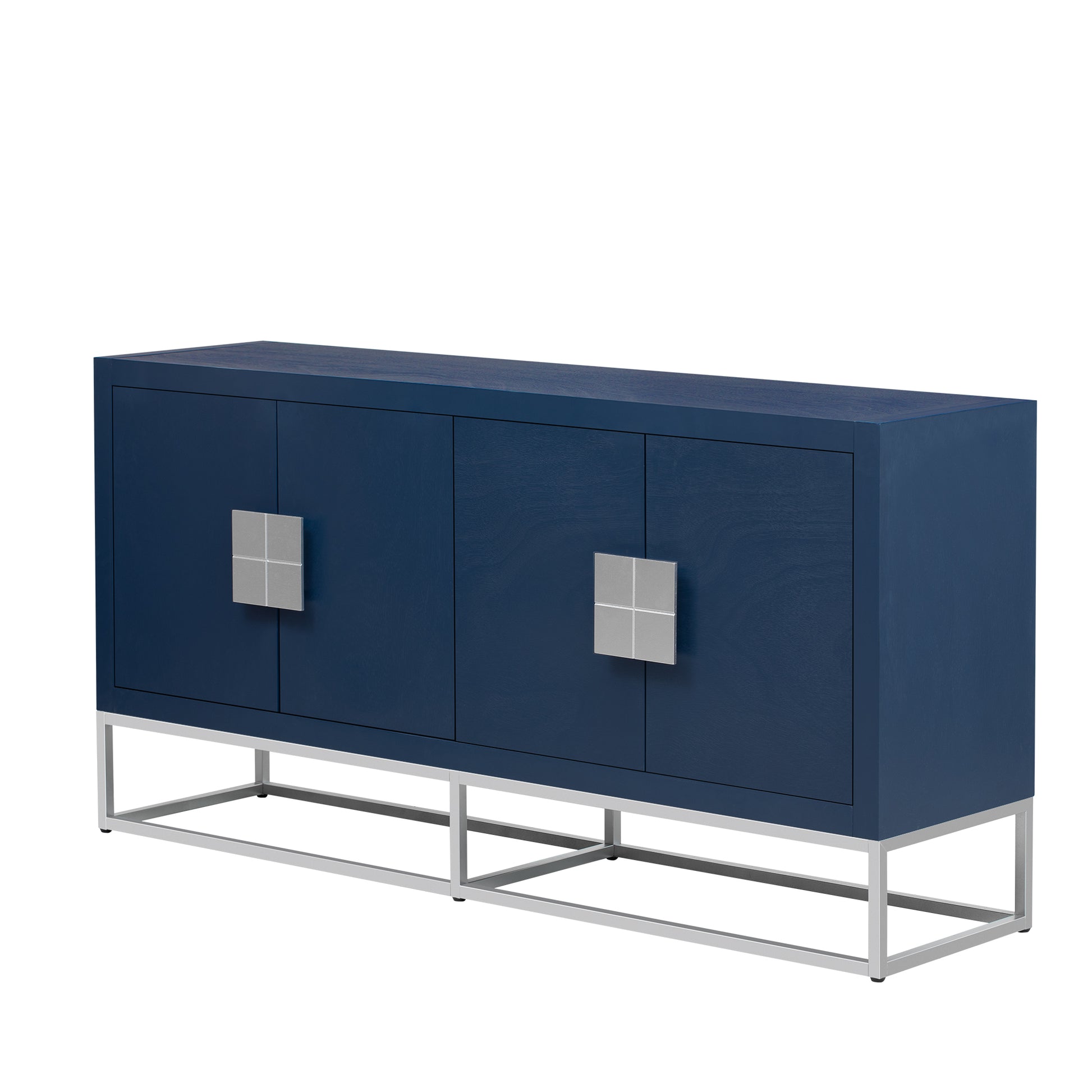 Light Luxury Designed Cabinet With Unique Support Legs And Adjustable Shelves, Suitable For Living Rooms, Corridors, And Study Rooms. Navy Blue Mdf