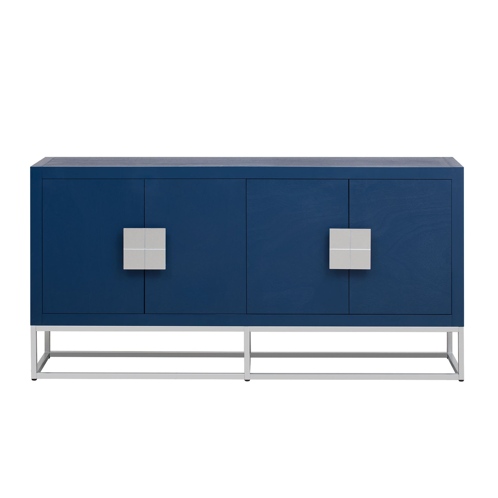 Light Luxury Designed Cabinet With Unique Support Legs And Adjustable Shelves, Suitable For Living Rooms, Corridors, And Study Rooms. Navy Blue Mdf