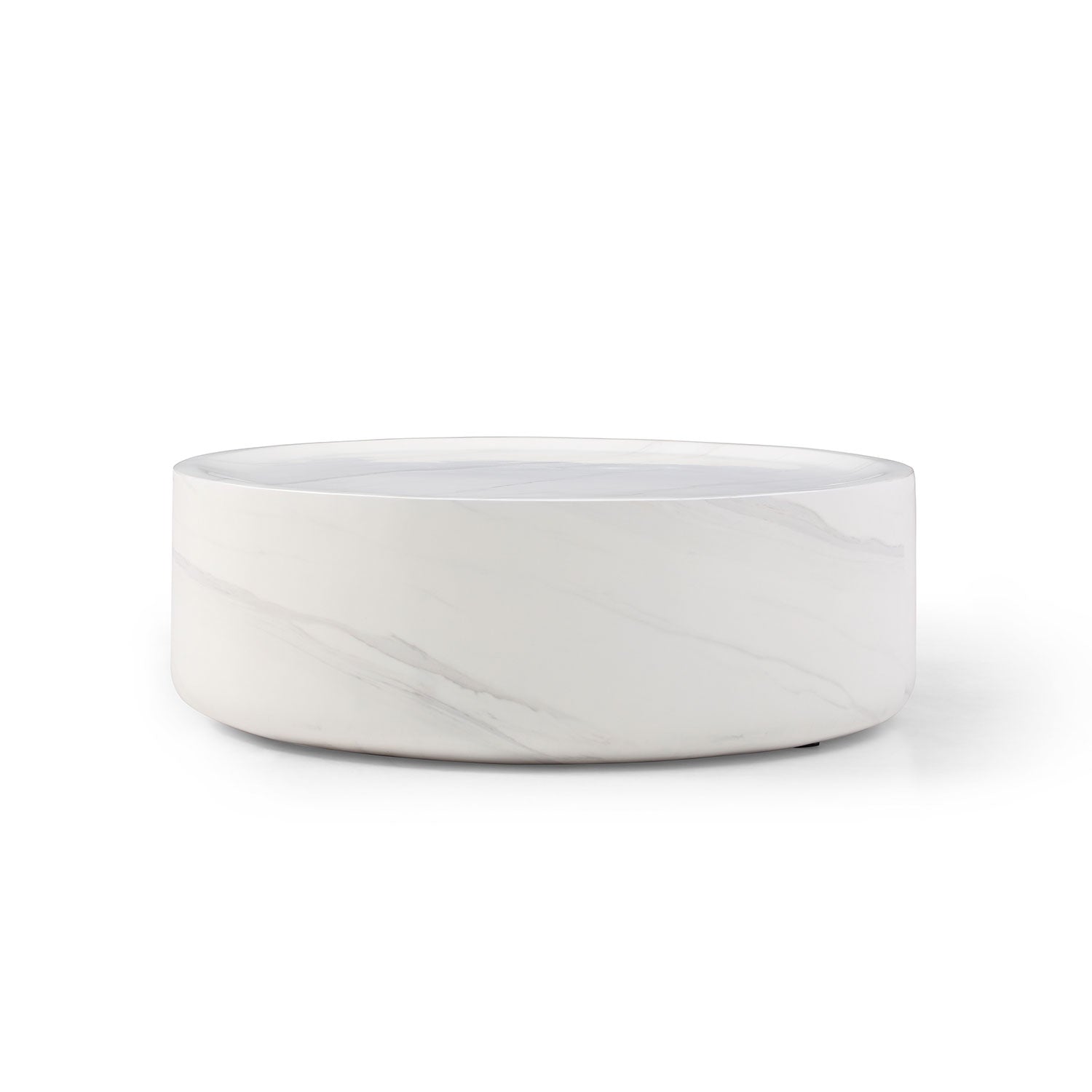 39.37'' White Marble Round Coffee Table Sturdy Fiberglass Table For Living Room, No Need Assembly. White Fiberglass