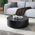 35.43'' Black Marble Round Coffee Table,Simple Modern Center Cocktail Table For Living Room Office,No Need Assembly. Black Fiberglass