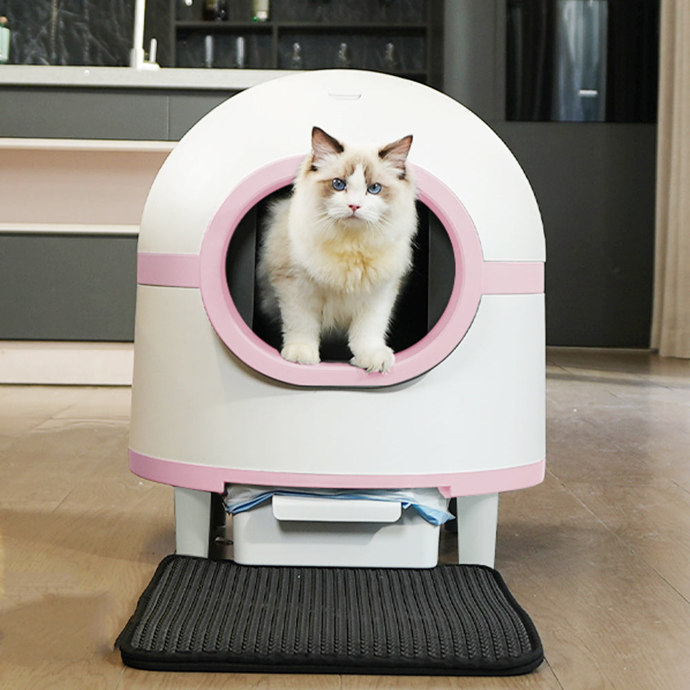 Smart Kitty Litter Box Extra Large Capacity App Control Low Noise Automatic Cat Self Cleaning Litter Box For Multiple Cats Pink White American Design,Cute,Luxury Cat Small 11 25 Lbs Abs Abs