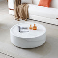 39.37'' White Marble Round Coffee Table Sturdy Fiberglass Table For Living Room, No Need Assembly. White Fiberglass