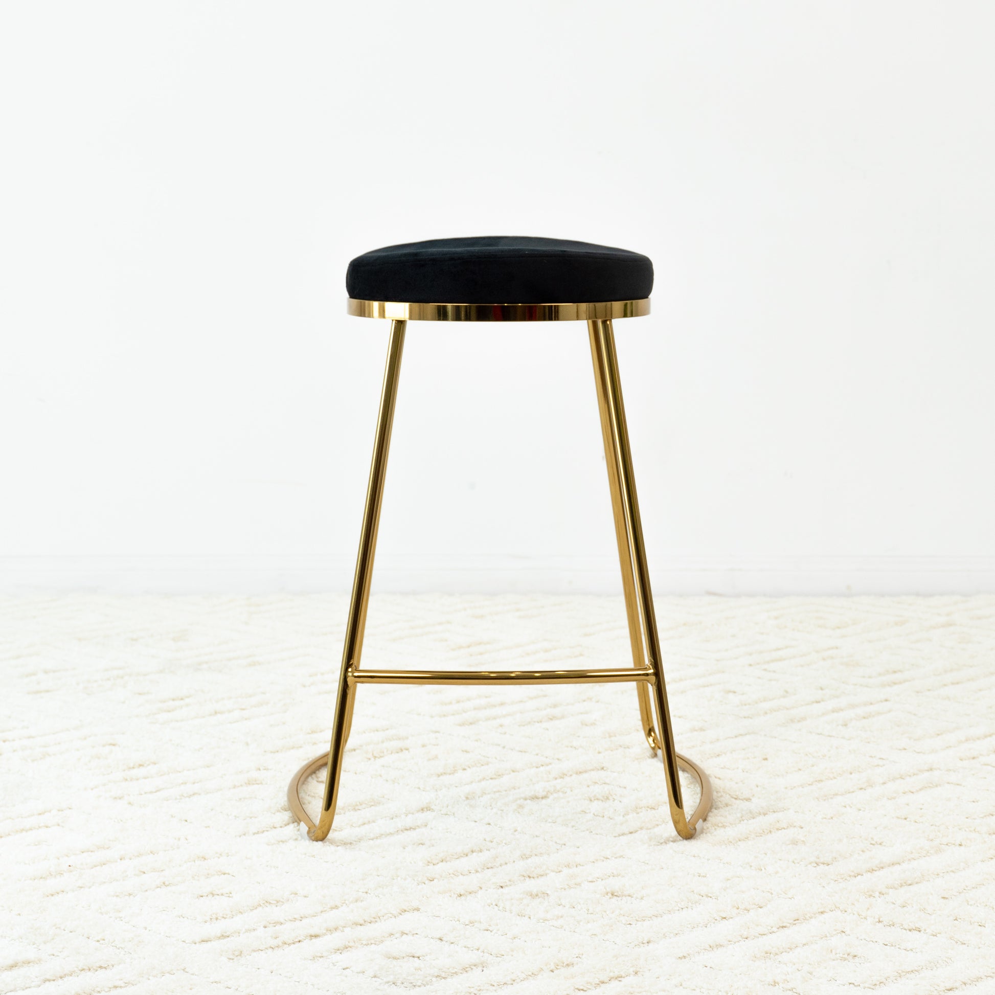 Jane 26" Mid Century Modern Luxury Upholstered Stool Black Velvet