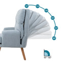 Accent Chair With Ottoman Set, Fabric Armchair With Wood Legs And Adjustable Backrestmid Century Modern Comfy Lounge Chair For Living Room, Bedroom, Reading Room And Study Blue Textile 1 Seat