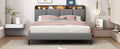 Queen Size Upholstered Platform Bed With Storage Headboard, Sensor Light And A Set Of Sockets And Usb Ports, Linen Fabric, Gray Gray Linen