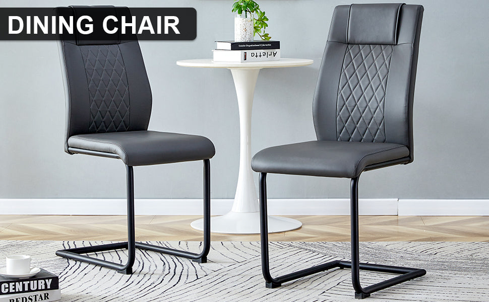 Modern Dining Chair With Faux Leather Cushioned Seats Dining Chair With Metal Legs, Suitable For Kitchen, Living Room, Bedroom, Dining Room Side Chairs, Set Of 4 Pieces Gray Pu Leather C 001 Gray Pu