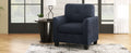 Mid Century Modern Accent Chair Cozy Armchair Button Tufted Back And Wood Legs For Living Room, Office Room, Dark Blue Dark Blue Primary Living Space Polyester