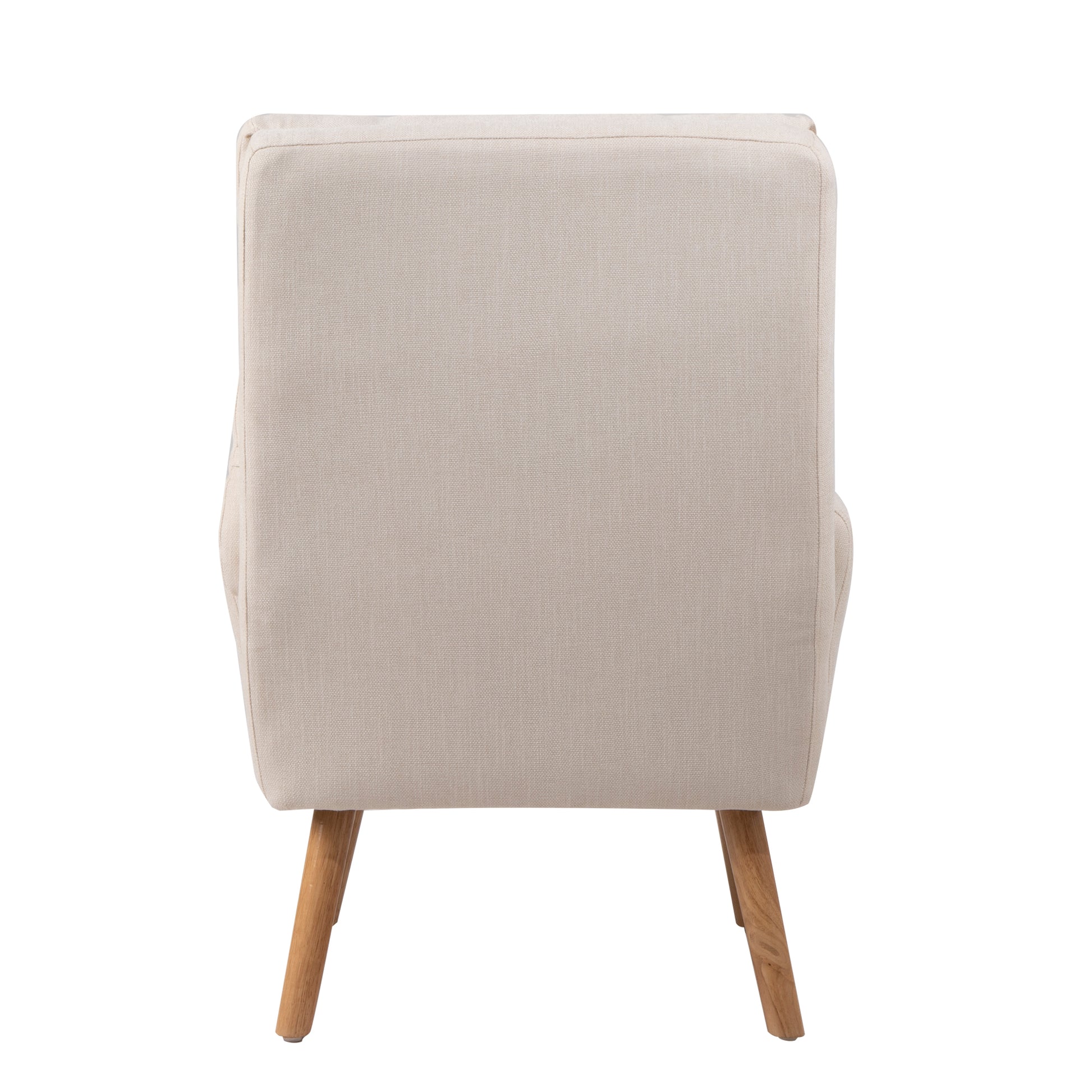 Accent Chair With Ottoman Set, Fabric Armchair With Wood Legs And Adjustable Backrestmid Century Modern Comfy Lounge Chair For Living Room, Bedroom, Reading Room And Study Beige Textile 1 Seat