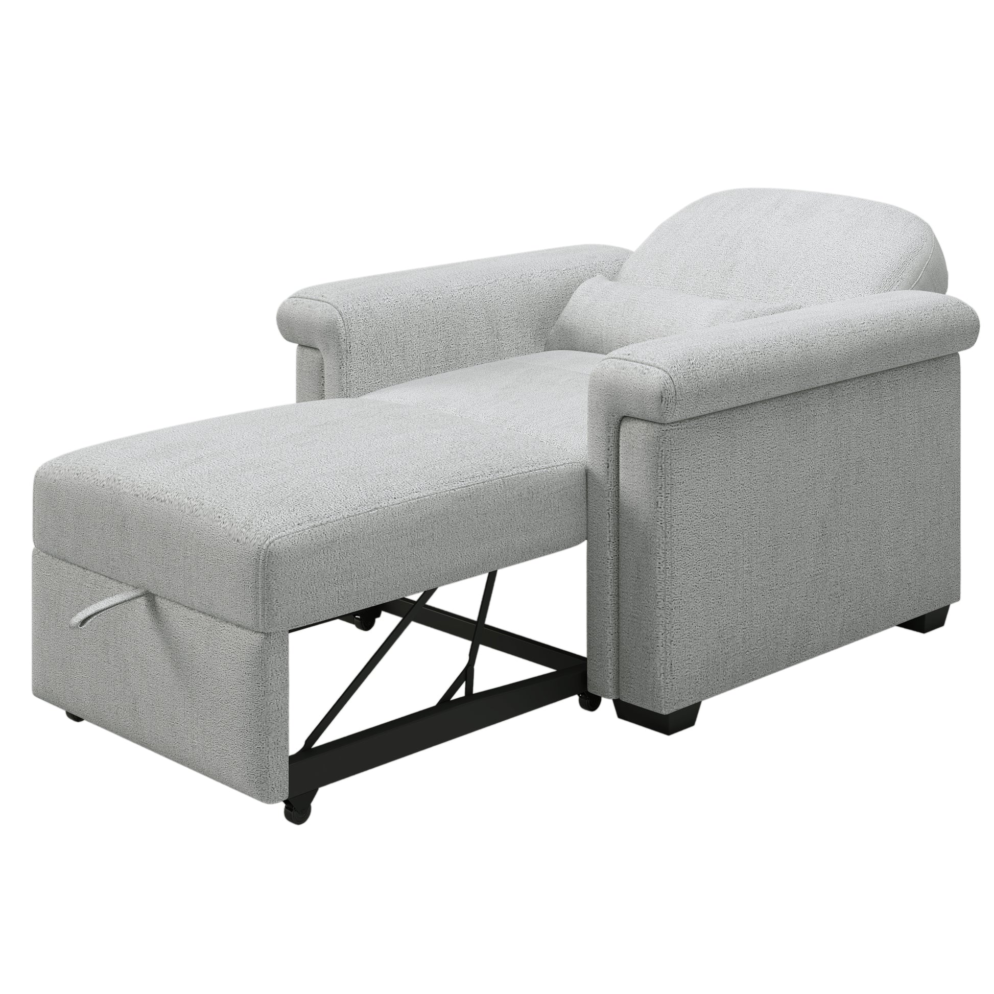 3 In 1 Convertible Sleeper Chair Sofa Bed Pull Out Couch Adjustable Chair With Pillow, Adjust Backrest Into A Sofa, Lounger Chair, Single Bed Or Living Room Or Apartment, Gray Gray Polyester