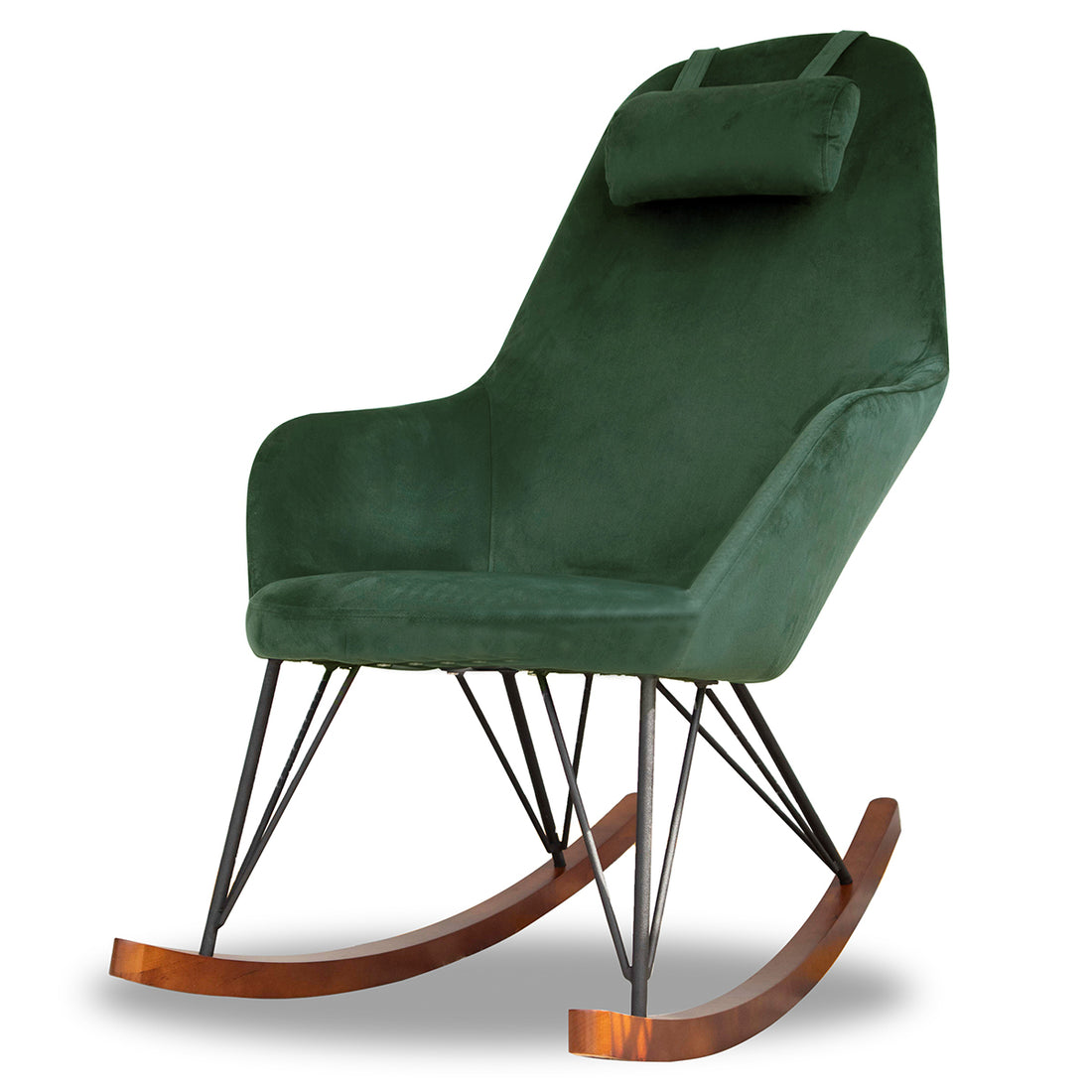 Chloe Mid Century Modern Rocker Livingroom And Bedroom Chair Green Velvet