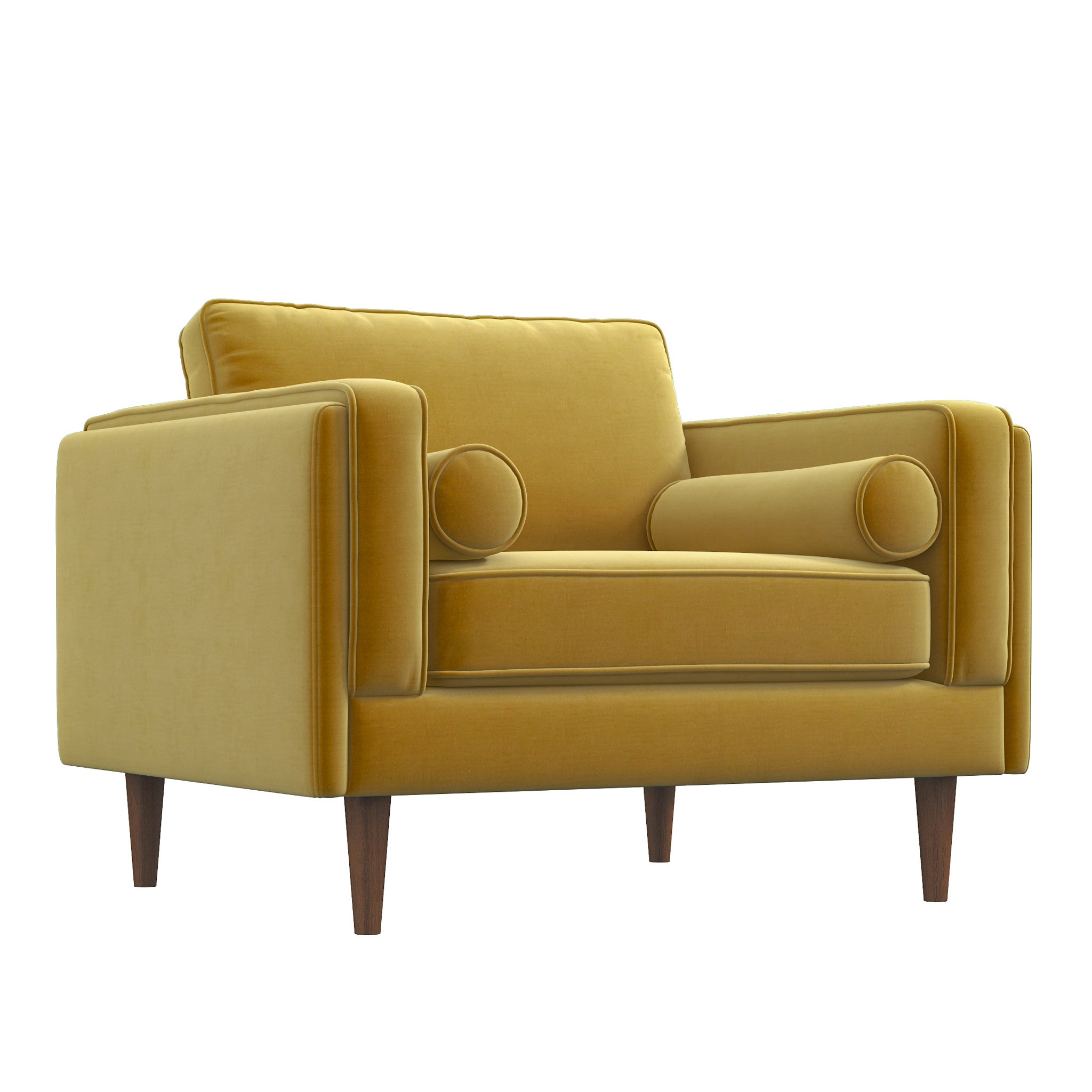 Amber Velvet Lounge Chair yellow-leather