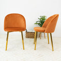 Marion Mid Century Modern Dining Chair Set Of 2 Orange Velvet