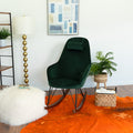 Chloe Mid Century Modern Rocker Livingroom And Bedroom Chair Green Velvet