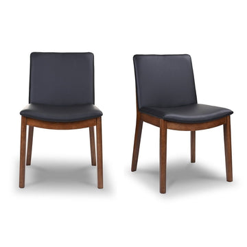 Laura Mid Century Modern Solid Wood Dining Chair Set Of 2 Black Solid Wood