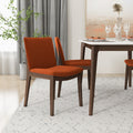 Laura Mid Century Modern Solid Wood Dining Chair Set Of 2 Orange Velvet