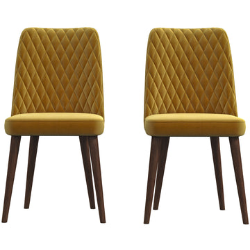 Katie Mid Century Modern Velvet Dining Chair Set Of 2 Yellow Velvet