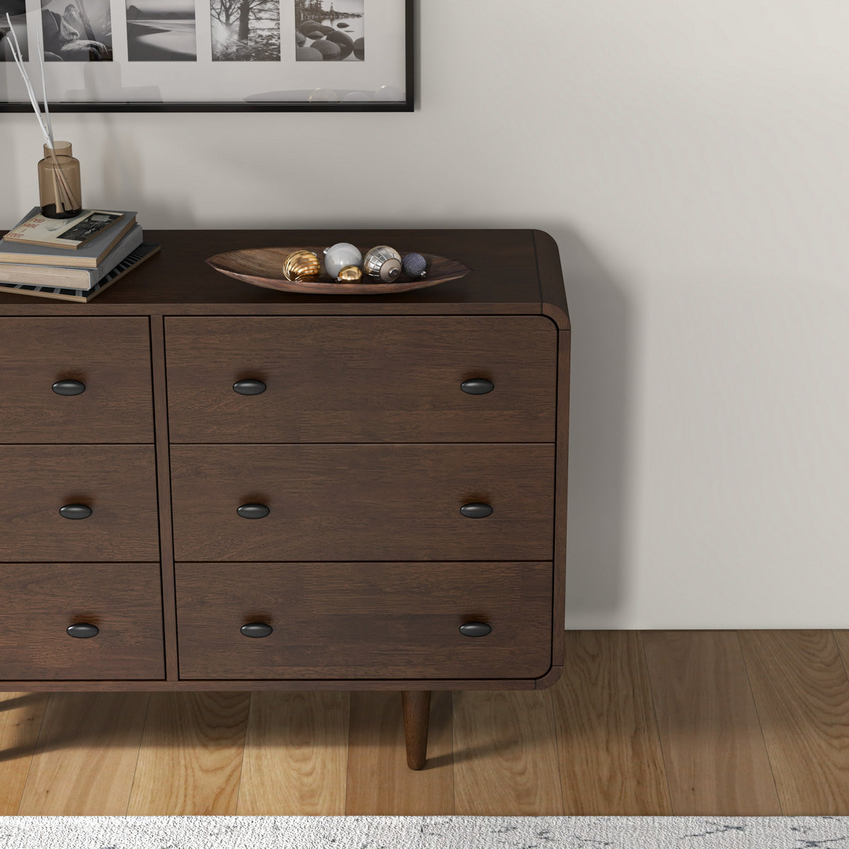 Alexa Mid Century Modern Dresser Brown Solid Wood