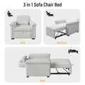 3 In 1 Convertible Sleeper Chair Sofa Bed Pull Out Couch Adjustable Chair With Pillow, Adjust Backrest Into A Sofa, Lounger Chair, Single Bed Or Living Room Or Apartment, Beige Beige Polyester