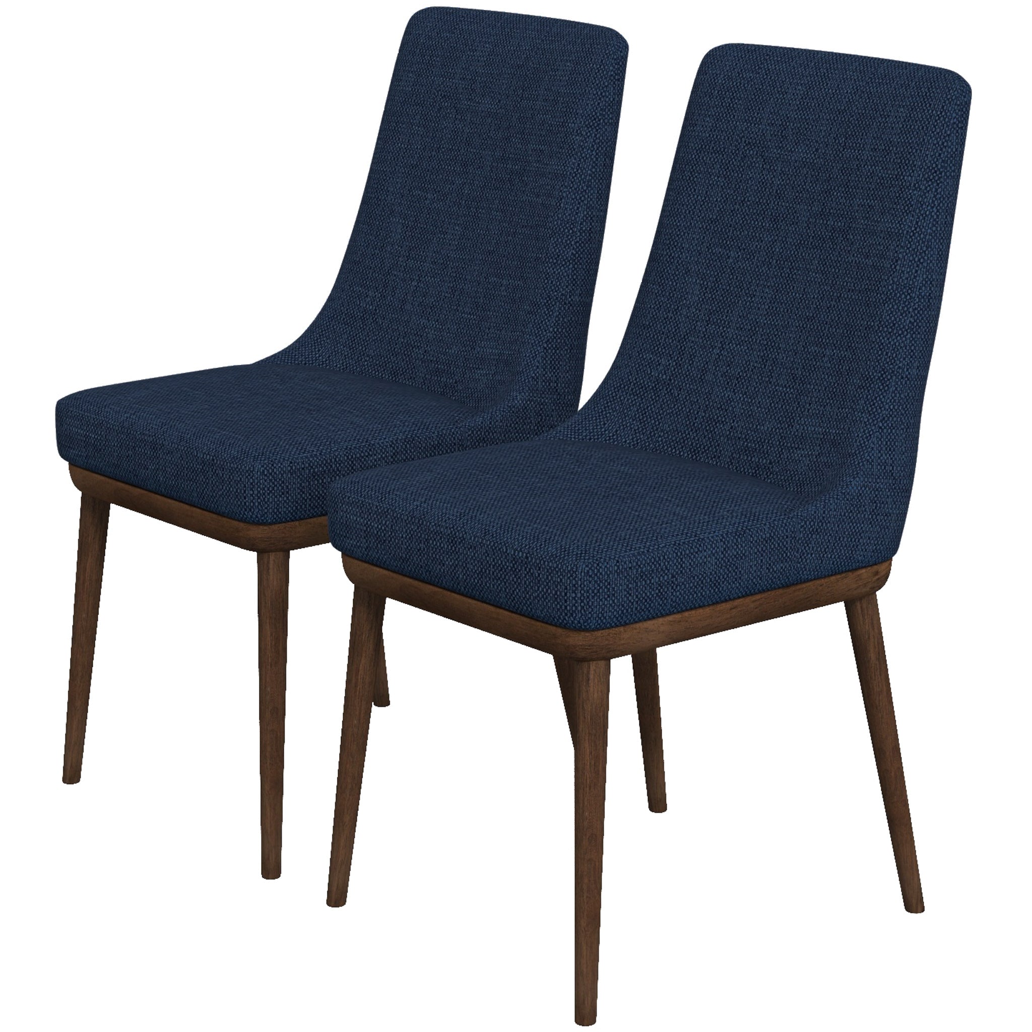 Kate Mid Century Modern Dining Chair Set Of 2 Blue Fabric