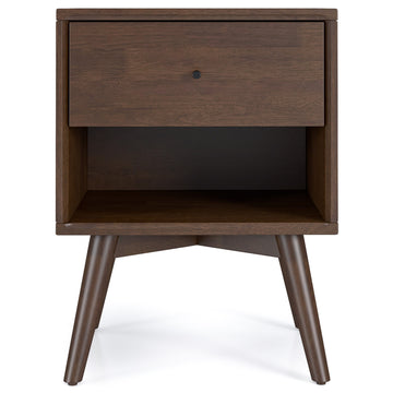 Caroline Mid Century Modern Style Night Stand Brown Solid Wood