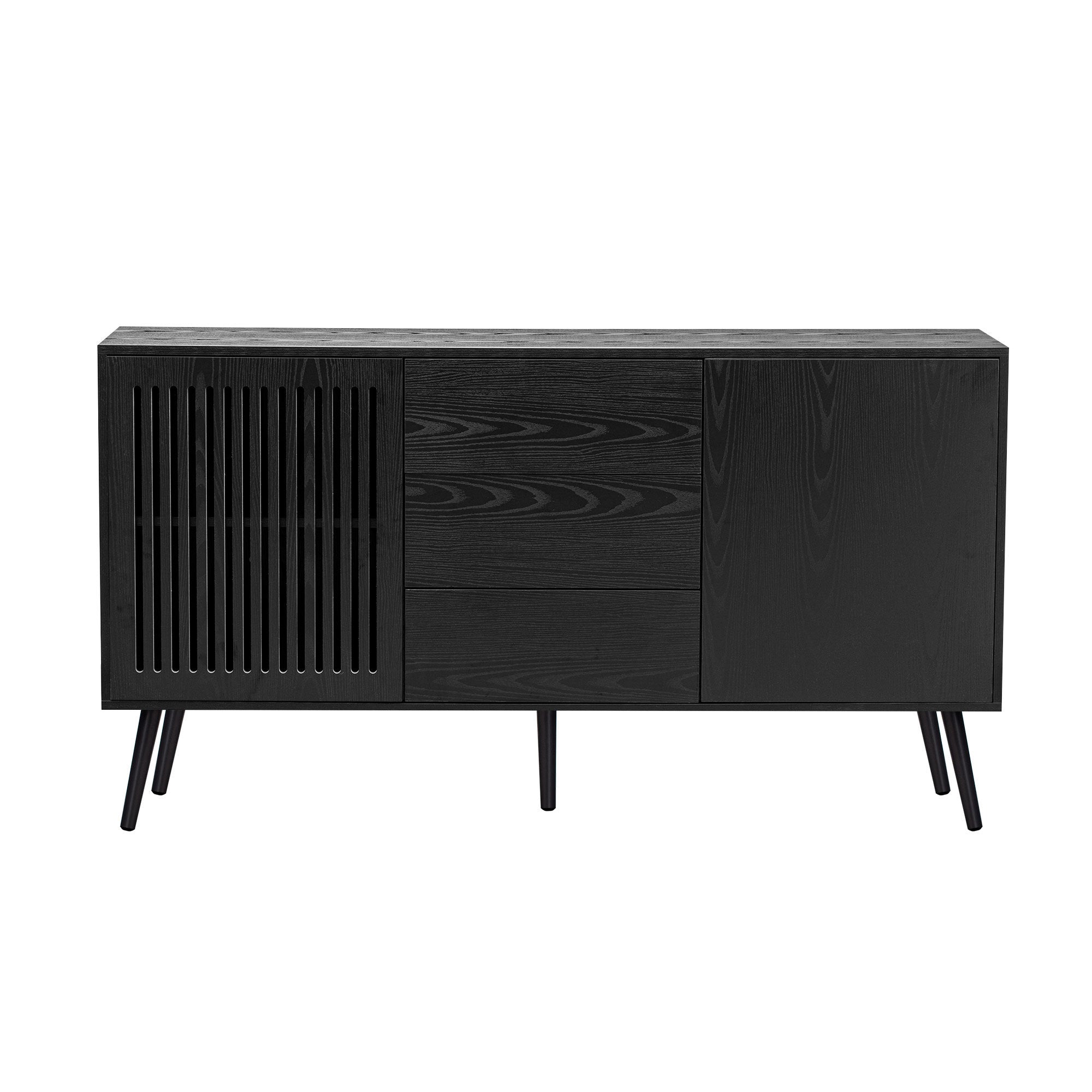 U Style Modern Cabinet with 2 Doors and 3 Drawers black-mdf
