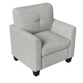 Mid Century Modern Accent Chair Cozy Armchair Button Tufted Back And Wood Legs For Living Room, Office Room, Gray Gray Primary Living Space Polyester