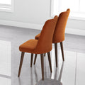 Katie Mid Century Modern Velvet Dining Chair Set Of 2 Orange Velvet