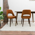 Juliana Mid Century Modern Upholstered Dining Chair Set Of 2 Orange Fabric