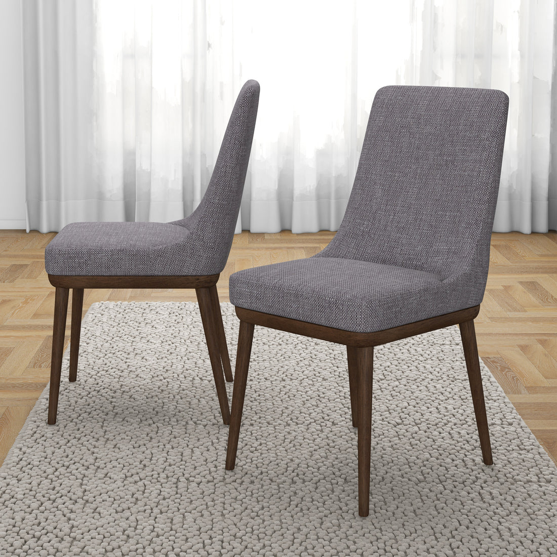 Kate Mid Century Modern Dining Chair Set Of 2 Grey Polyester