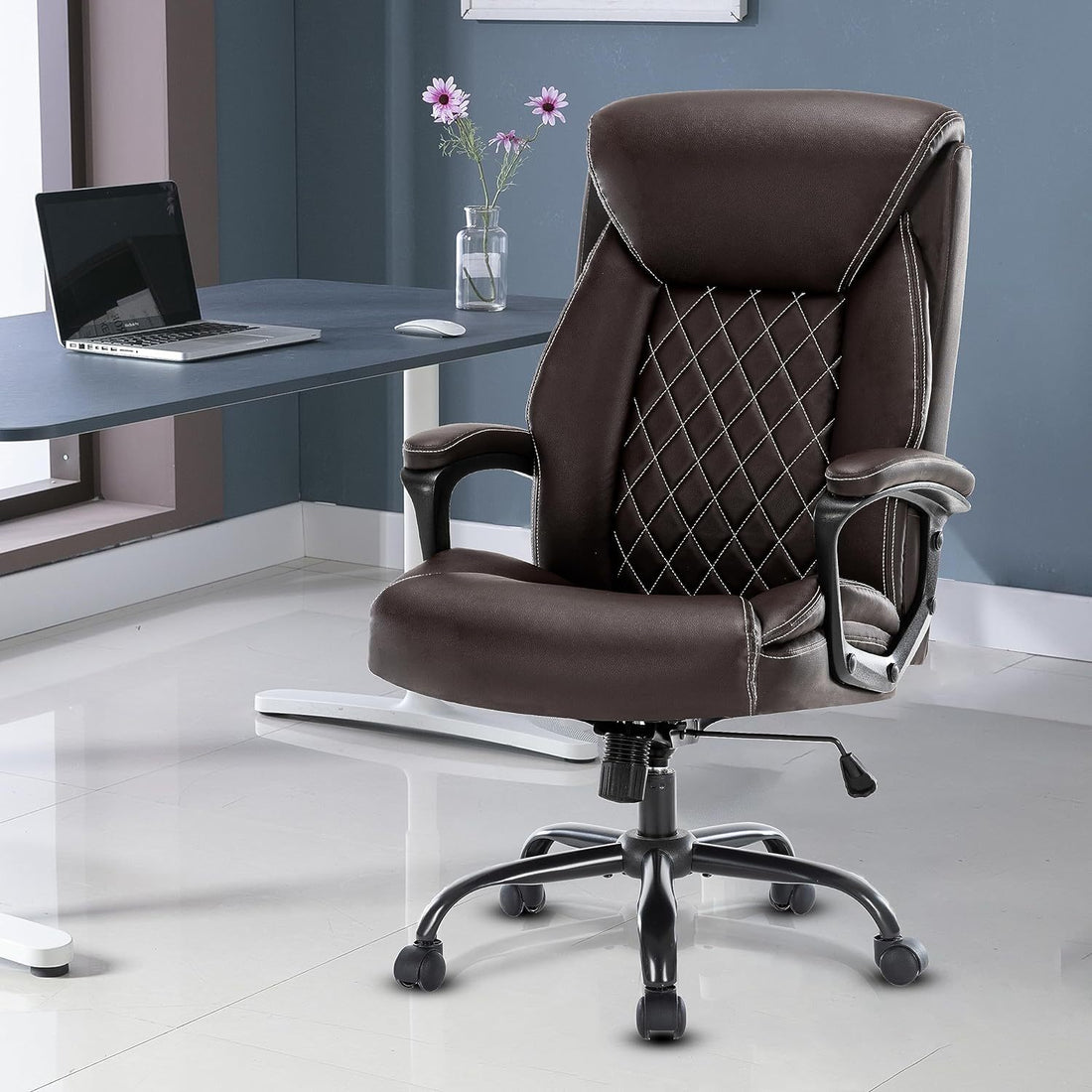 Computer Chair Office Chair Executive Office Chair metal-brown-solid back-leather
