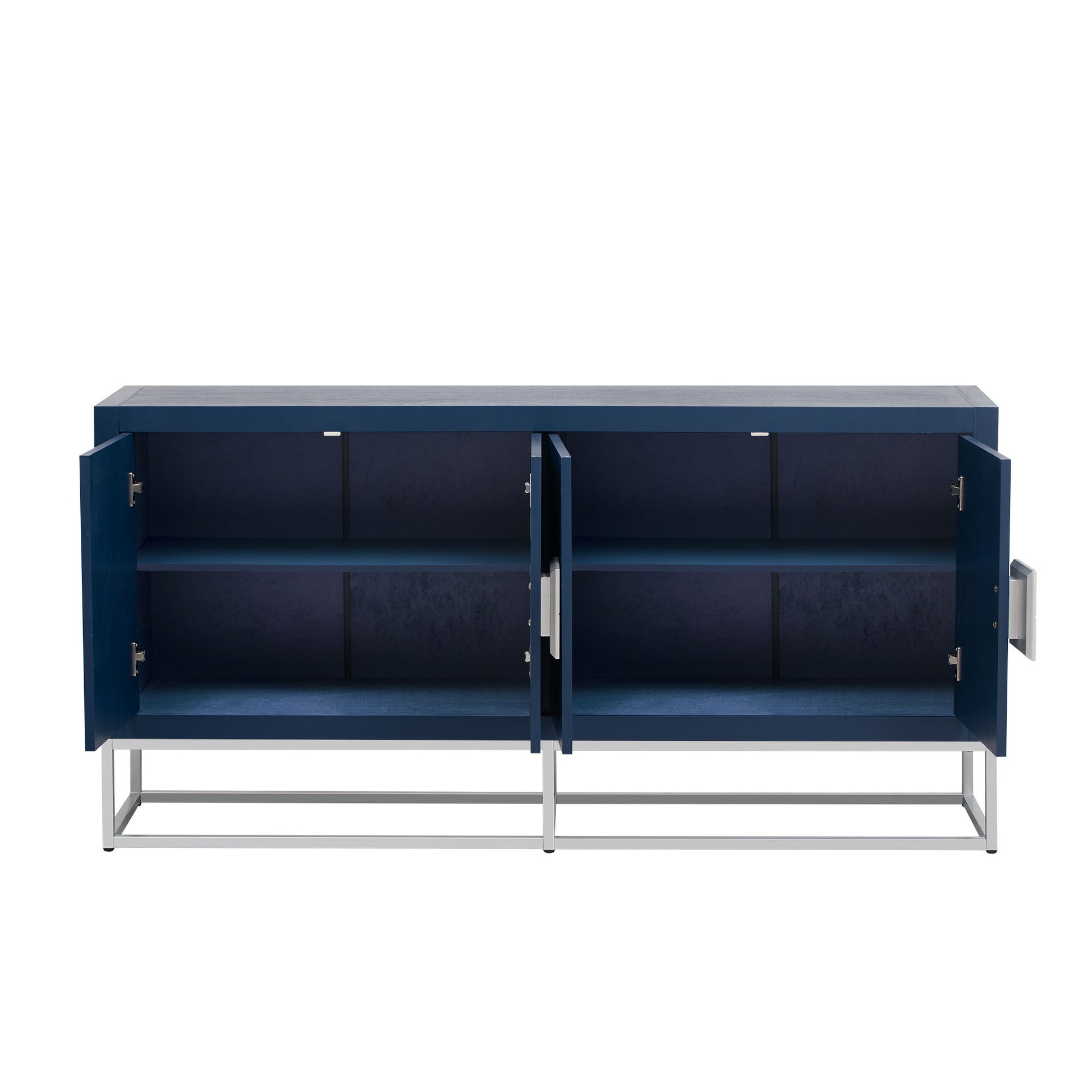 Light Luxury Designed Cabinet With Unique Support Legs And Adjustable Shelves, Suitable For Living Rooms, Corridors, And Study Rooms. Navy Blue Mdf