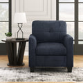 Mid Century Modern Accent Chair Cozy Armchair Button Tufted Back And Wood Legs For Living Room, Office Room, Dark Blue Dark Blue Primary Living Space Polyester