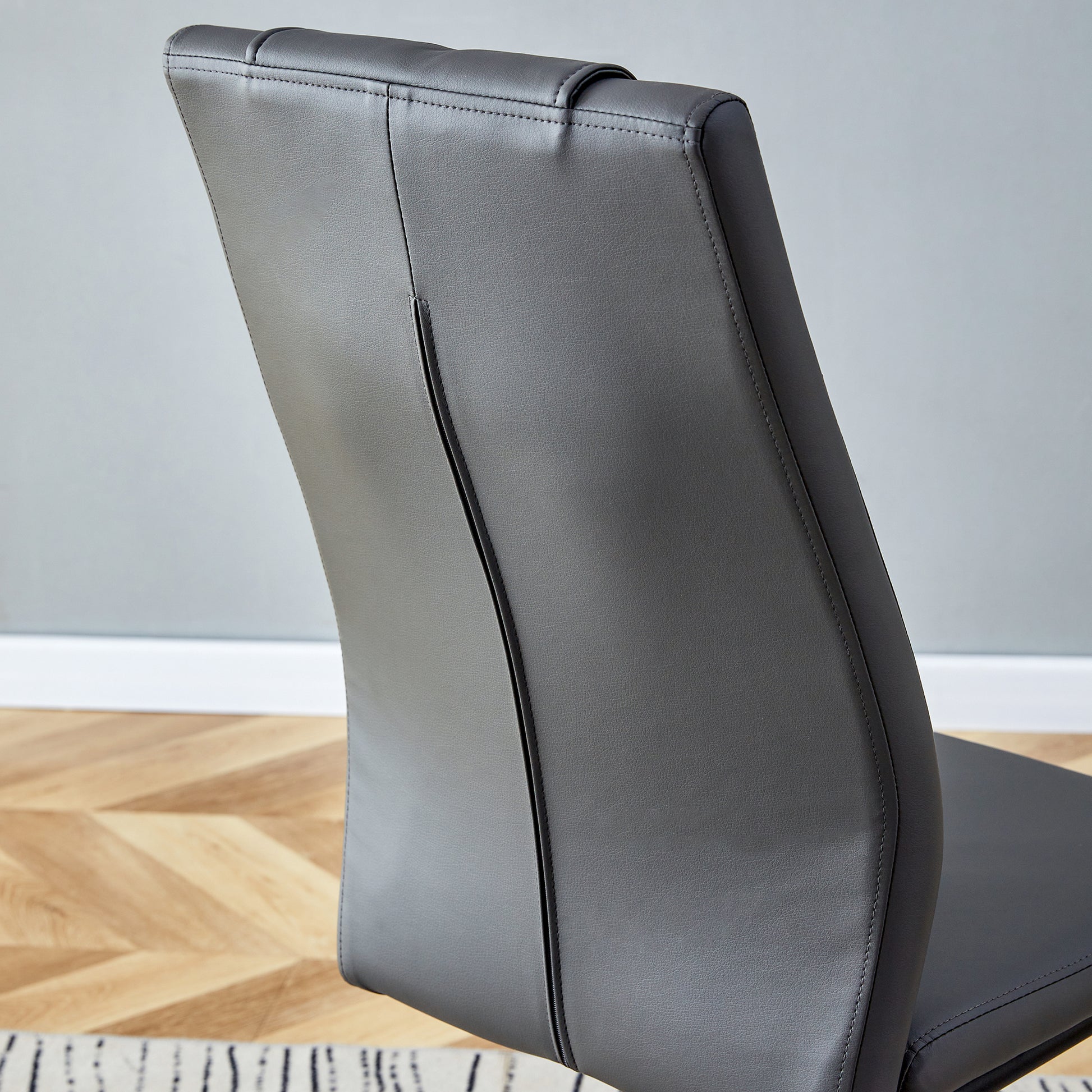 Modern Dining Chair With Faux Leather Cushioned