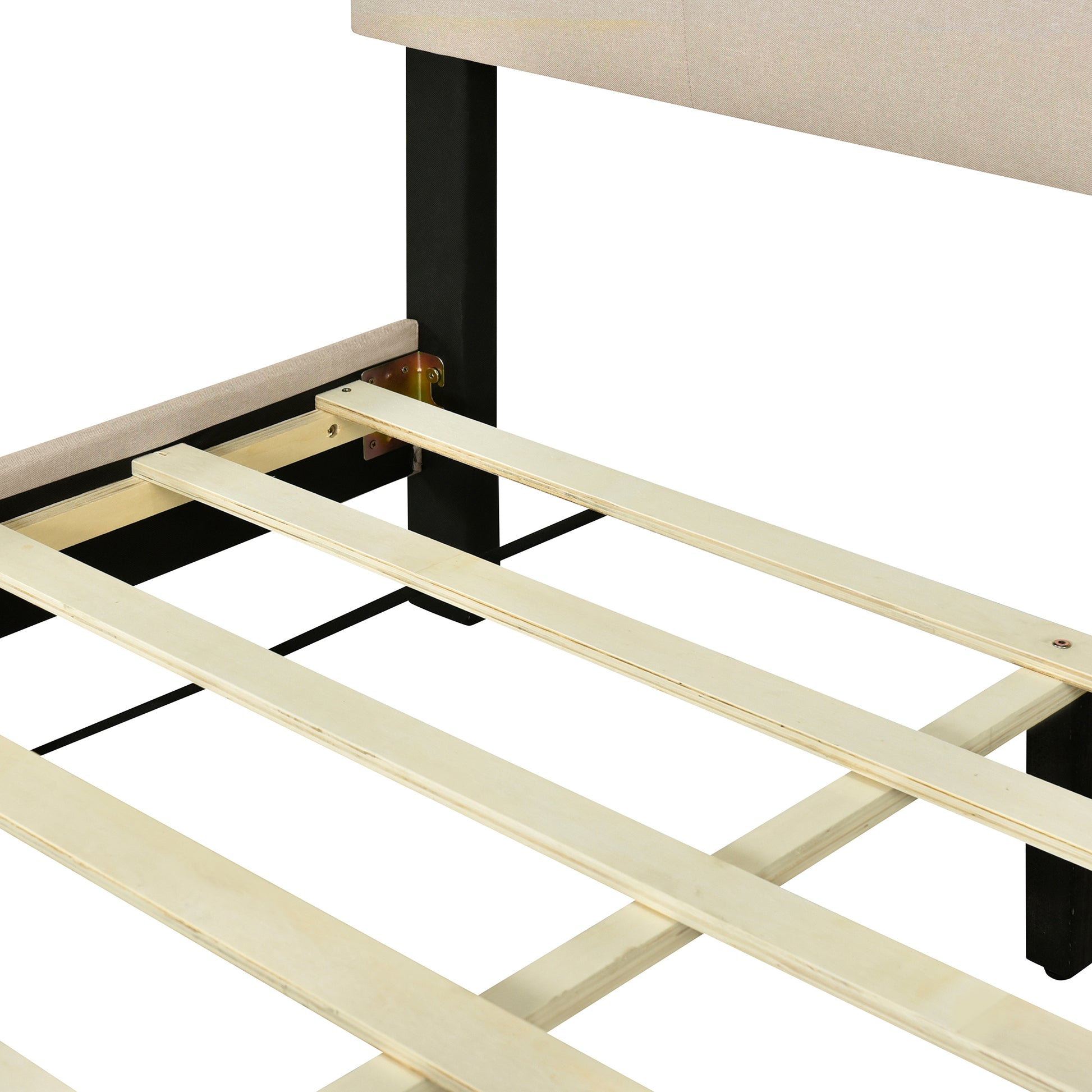 Full Size Upholstered Platform Bed With Storage Headboard, Sensor Light And A Set Of Sockets And Usb Ports, Linen Fabric, Beige Beige Linen