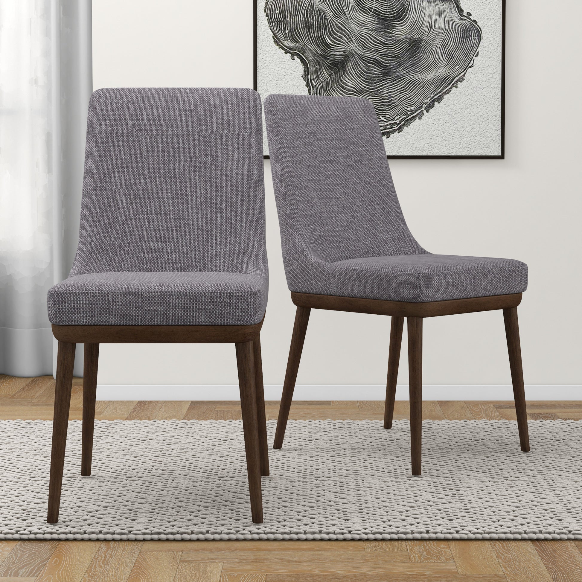 Kate Mid Century Modern Dining Chair Set Of 2 Grey Polyester