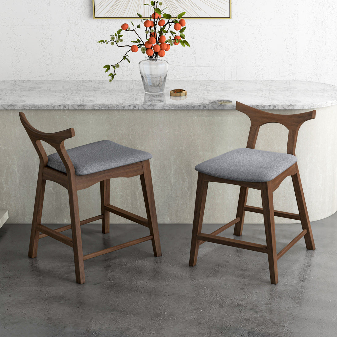 Hester Solid Wood Upholstered Square Bar Chair