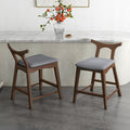 Hester Solid Wood Upholstered Square Bar Chair Set Of 2 Grey Fabric