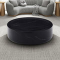 35.43'' Black Marble Round Coffee Table,Simple Modern Center Cocktail Table For Living Room Office,No Need Assembly. Black Fiberglass