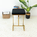 Joel Mid Century Modern Luxury Upholstered Stool Black Velvet