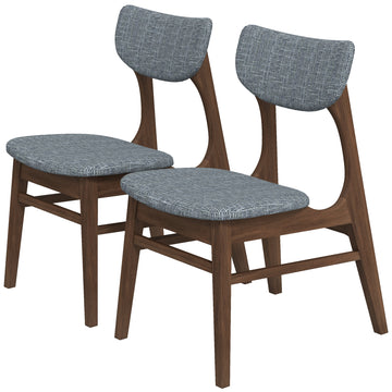 Eula Mid Century Modern Dark Grey Dining Chair Set Of 2 Grey Fabric